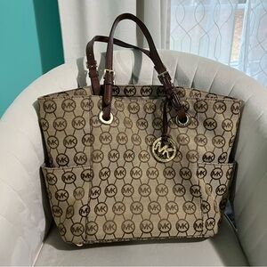 Michael Kors Tan and Brown Logo Tote